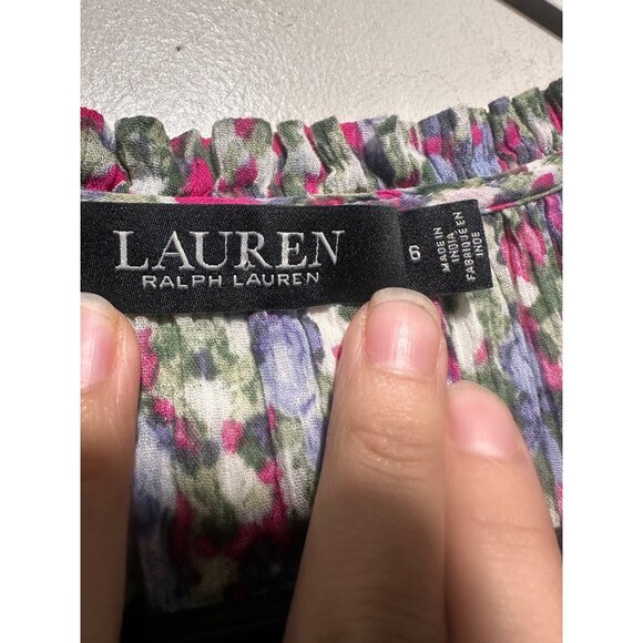 Ralph Lauren Floral Crinkle Tiered Dress Women 6 Ruffle Midi Dainty Peasant Farm - Picture 4 of 14